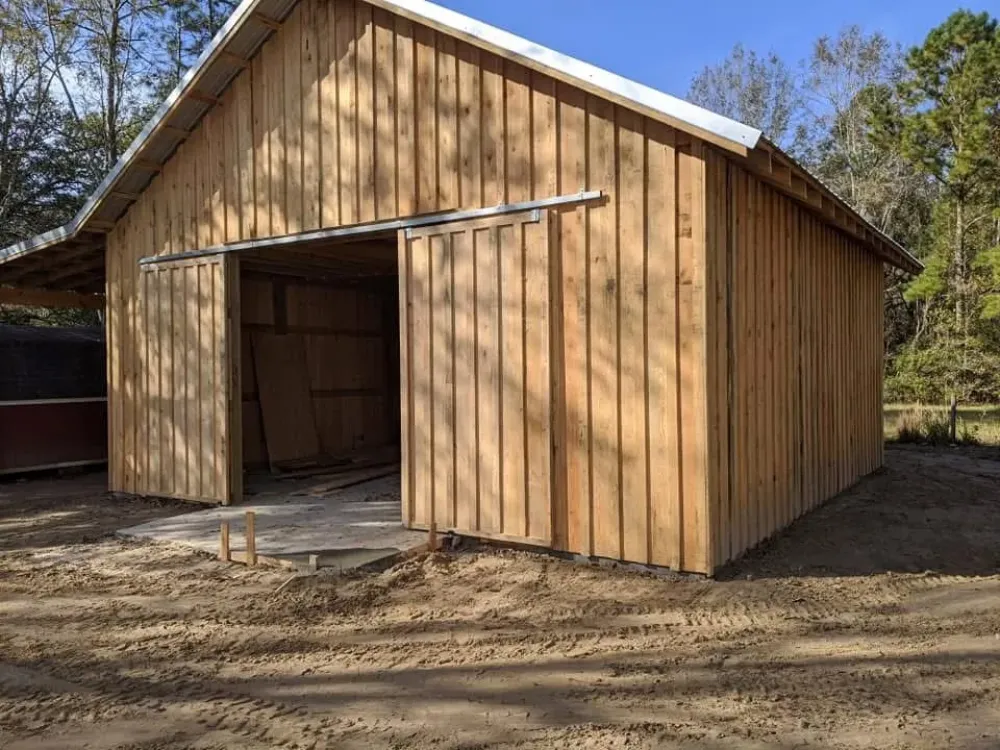 Building pad and structure framed up on a prepared site near Hammond, LA